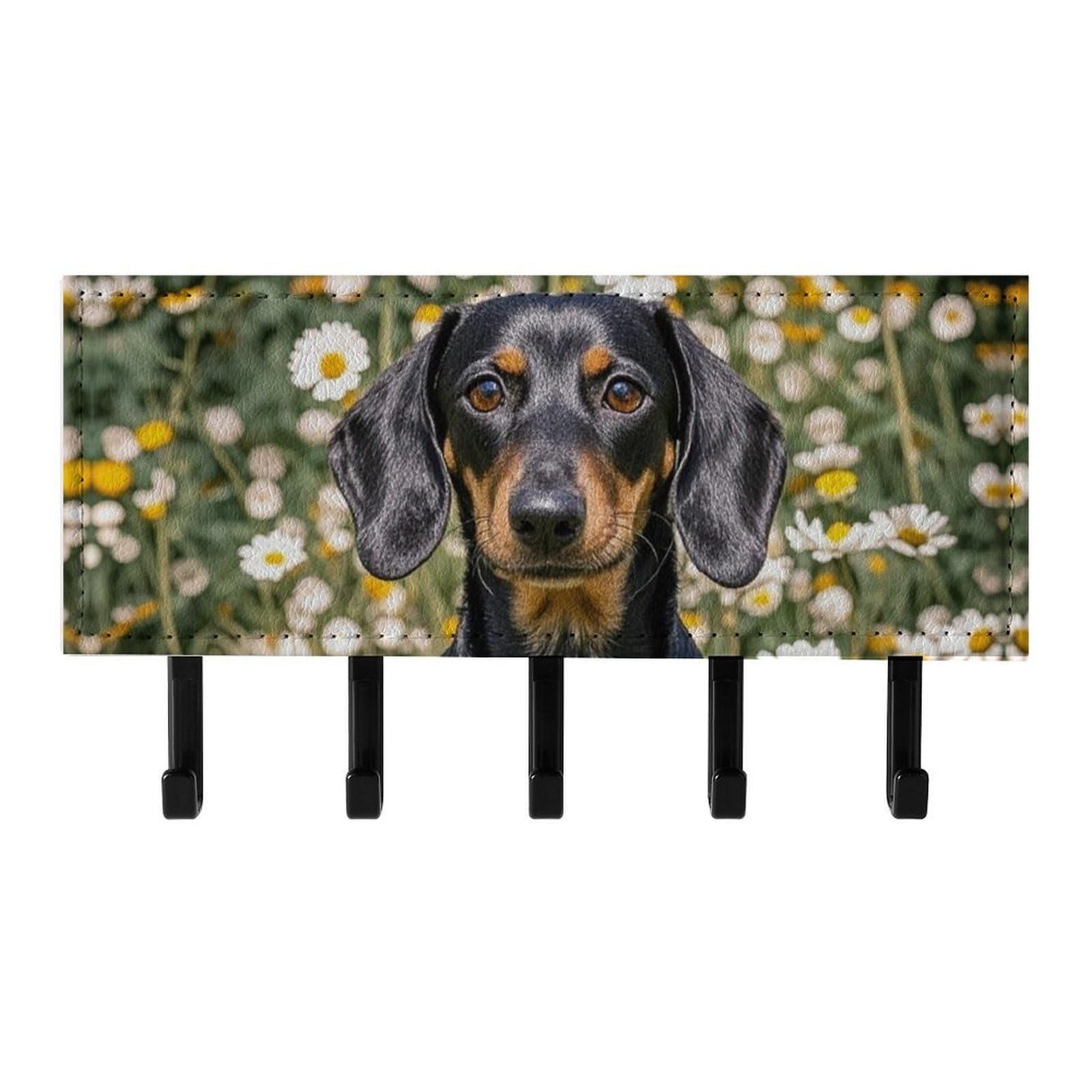 QMNLKH Pad Dachshund Wall Mounted Key Rack for Home, No Drilling Key Holder with 5 Hooks, Self Adhesive Keys Chain Organizer for Hallway, Keys Hanger Shelf for Office, Doorway Black
