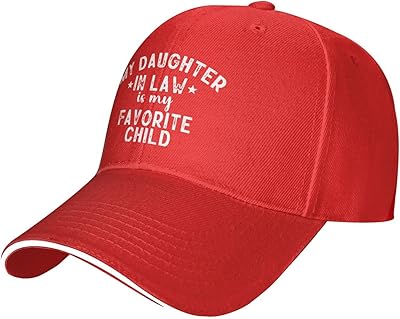 Haebfsl My Daughter in Law is My Favorite Child Unisex Baseball Cap Vintage Men Women Low Profile Dad Hat Adjustable,Red