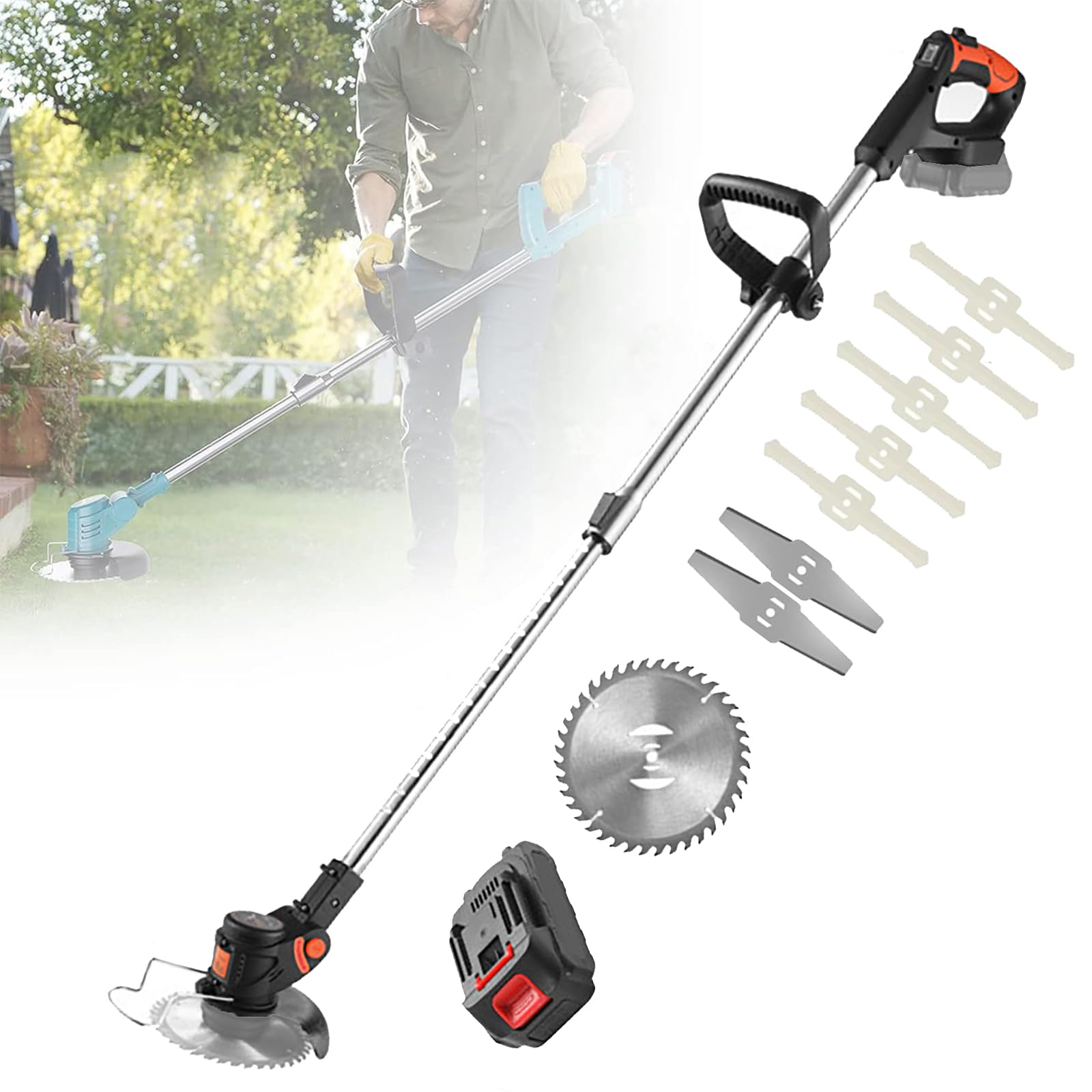 Strimmer sans fil de jardin avec batterie 21V et affichage LED