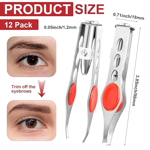 Miniatura 2 de 12 pinzas con punta inclinada de luz, pinzas de acero inoxidable iluminadoras para mujeres, pinzas iluminadas con luz LED para vello facial, cejas y