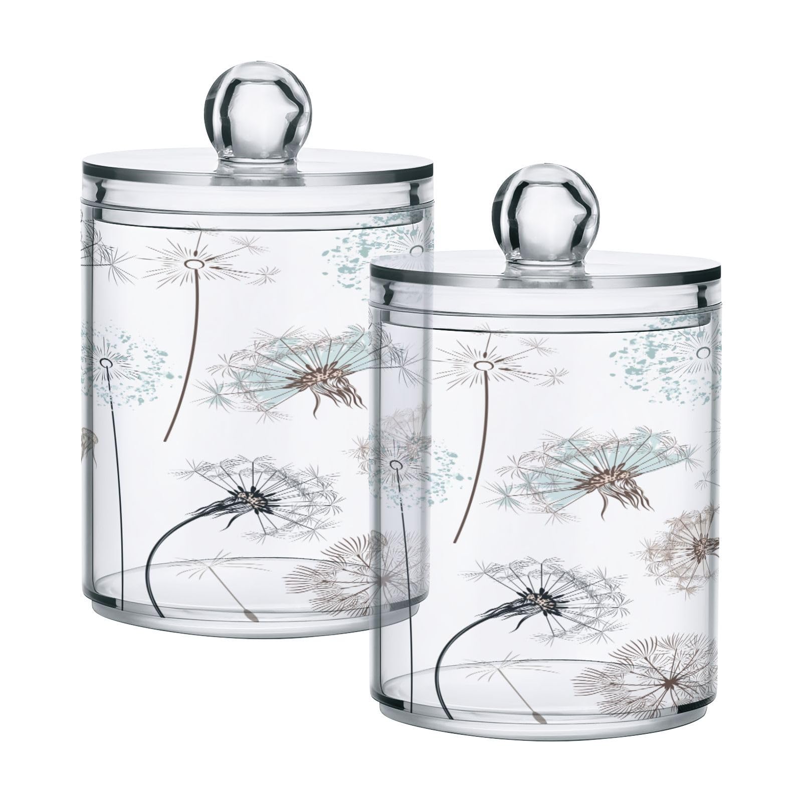 Dandelions-pattern Restroom Bathroom Organizers with Lid Qtip Holder Dispenser Apothecary Jars Cotton Balls Pads Swabs Holder Jar 4