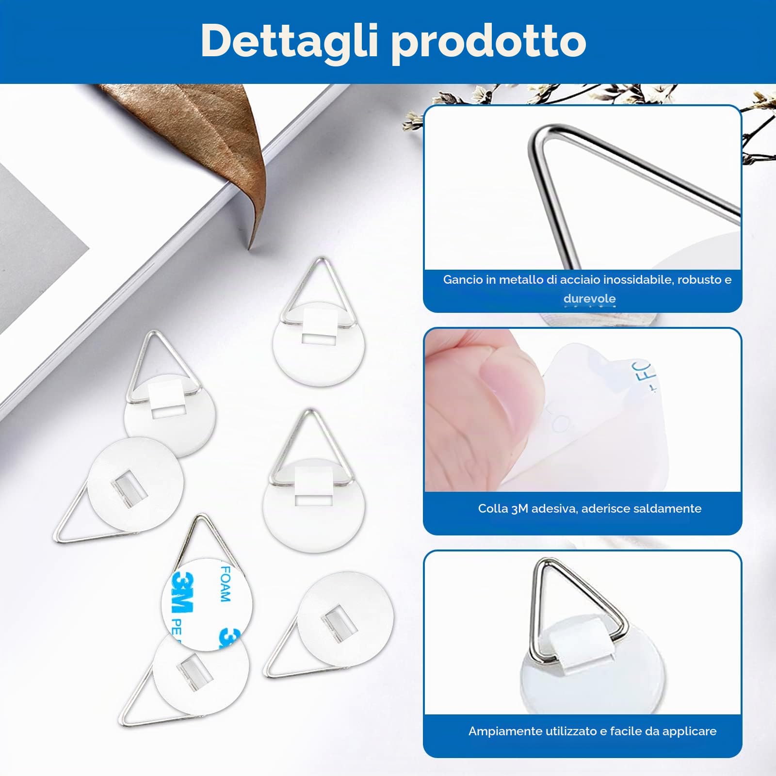 CONNECTION 50 PCS Ganci Adesivi Invisibili Ganci per Quadri Adesivi 2CM Appendini per Piatti da Parete Supporti Verticali per Piatti da Parete gancio Adesivo per Quadri gancio per Bagno Cucina