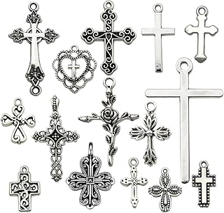 15 Pcs Cross Pendant, Silver Charms for Jewelry Making, DIY Craft, Fashion Accessories, Cross Charms, Suitable for Beads B... Price In India