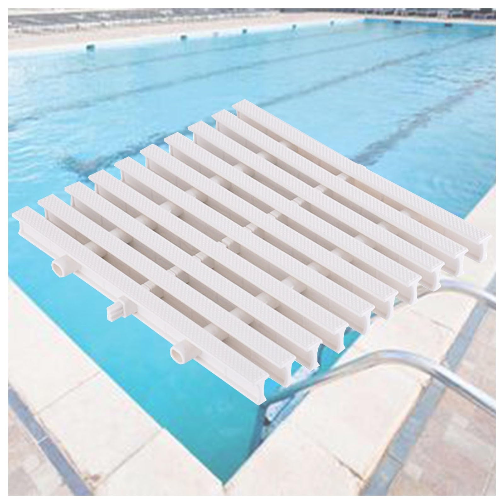 GJMSSMY ABS Pool Drainage Grille, 360° Flexible Channel Drain for Swimming Pools, Open Decks, Bathrooms & Kitchens - 20x100CM, Set of 8, Superior Drainage Solution