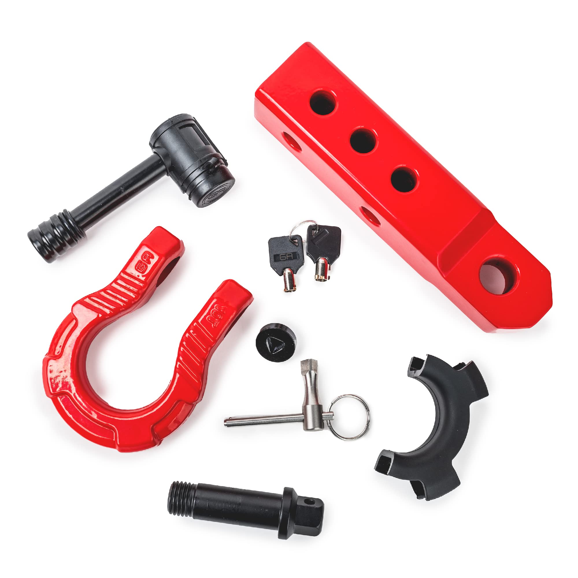 GearAmerica - Receptor de enganche de 5 x 5 cm, acero resistente, para vehículos de clase 4, punto de anclaje seguro y fuerte para 4 x 4, camiones y SUV, 10 toneladas WLL, 20 toneladas MBS, color rojo