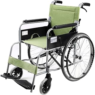 Wheelchair Wheelchair Lightweight Folding Solid Tire Elderly Trolley Disabled Wheelchair Adult 24-inch Seat Green Wheelchairs