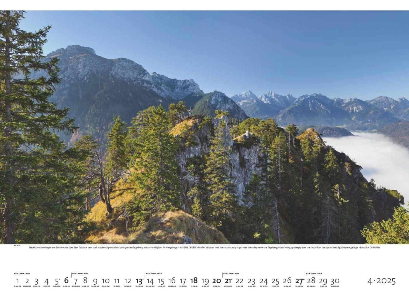 PALAZZI - Faszination Alpen 2025 Wandkalender, 70x50cm, Posterkalender mit majestätischen Alpenlandschaften, hochwertige Fotografie, Erkundung der Bergwelt