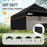 Vista 4 de CROWN SHADES Tienda de campaña desplegable de 10 x 10 pies con tela revestida de plata 150D, incluye 2 medias paredes laterales, 4 cuerdas, 8