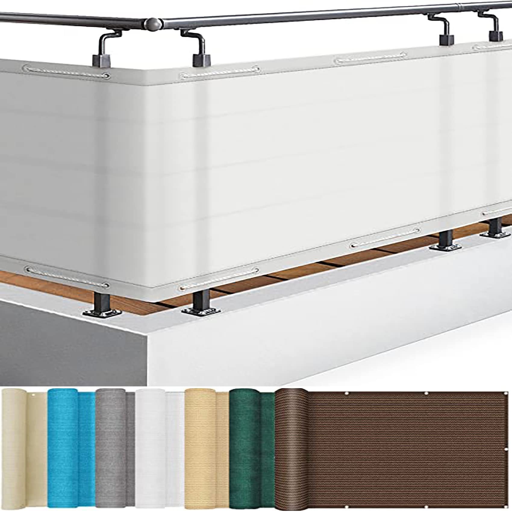 GJZQDKX Outdoor 135x300cm, Wind & UV Protection, Garden & Balcony Mat with Grommets & Cable Ties, White Windblocker for Terrace Privacy