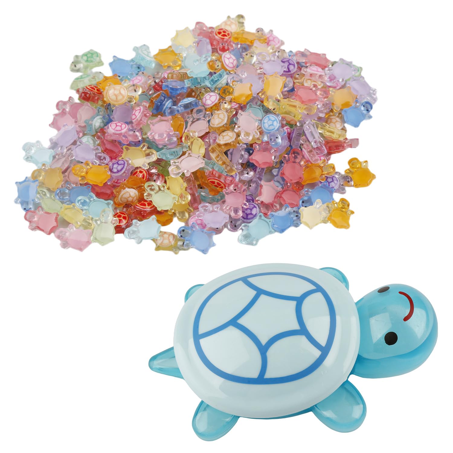 Tabanzhe 200pcs Mini Resin Turtles, Luminous Tiny Turtles Glow in the Dark with Turtle Storage Box, Colorful Resin Animal Figurines for Micro Landscape Fairy Garden Aquarium & DIY Crafts Desk Decor