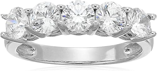 Tienda Essentials Anillo de plata de ley de cinco piedras con circonita cúbica de corte redondo Infinite Elements (anteriormente colección Tienda)