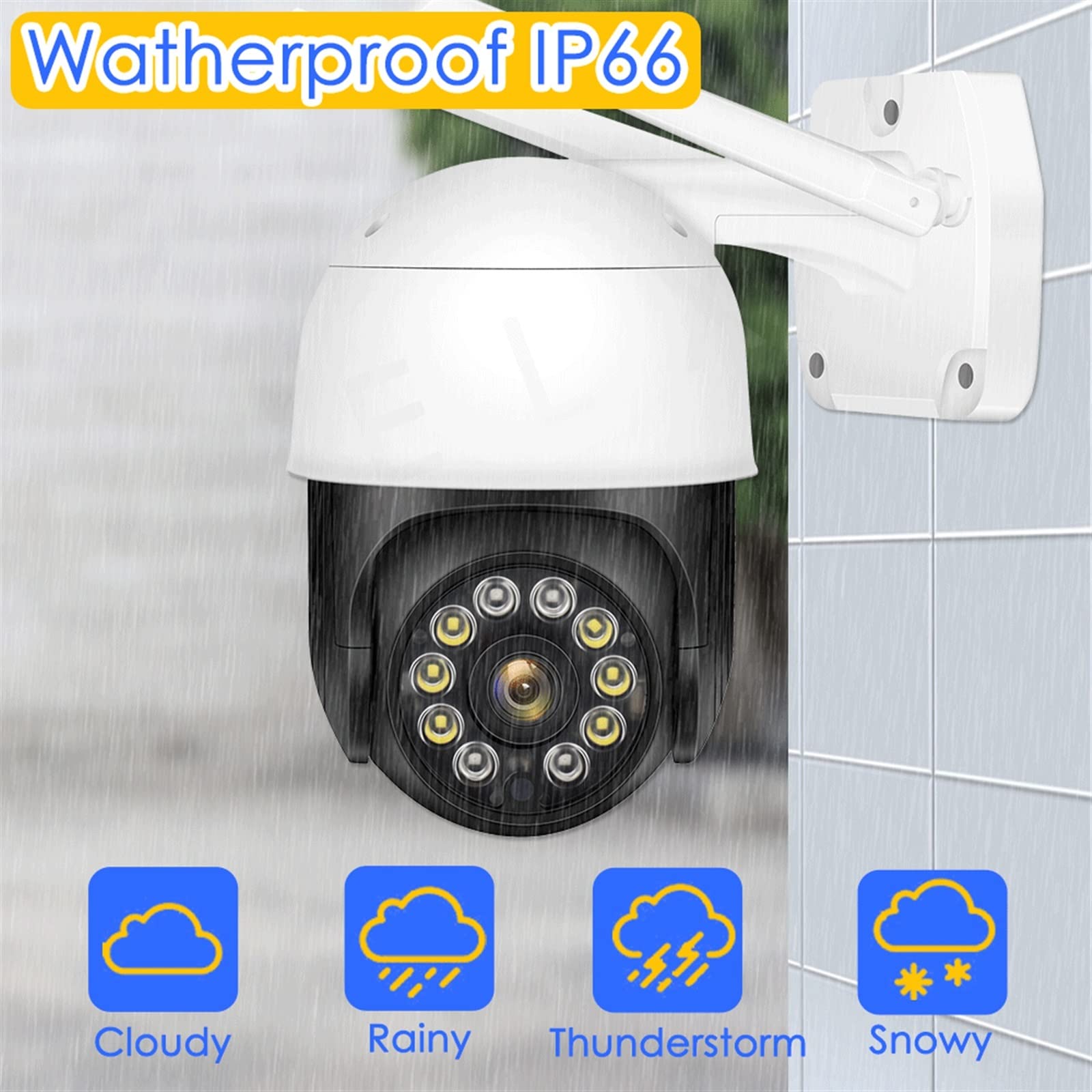 Telecamera WiFi Esterno, Telecamera di videosorveglianza Telecamera di Sicurezza 1080P Outdoor 5MP Wireless CCTV PTZ Telecamera IP Motion Detection AI Tracking,Sicurezza, Antifurto(5MP Camera)