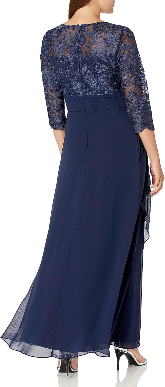 Alex Evenings Women's Long Lace Top Empire Waist Dress : Clothing, Shoes & Jewelry