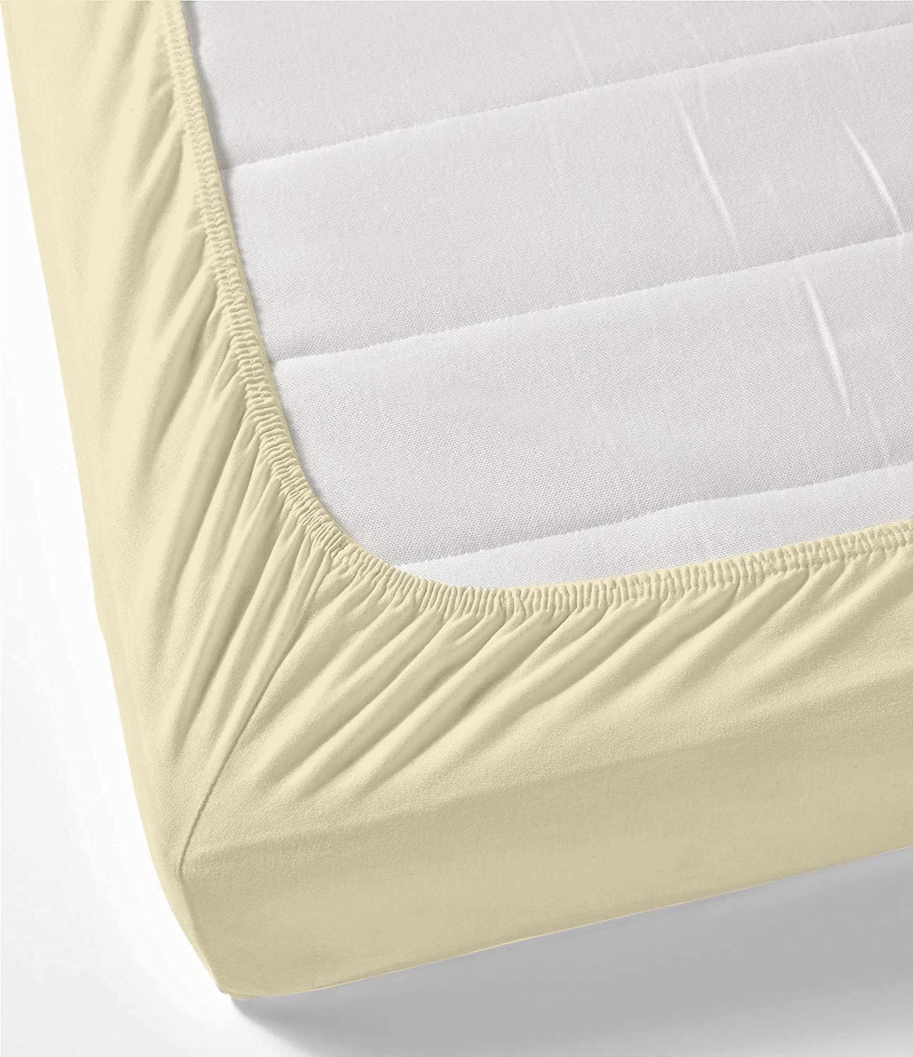 Lenzuolo con angoli per letto singolo, 100% cotone egiziano, 1000 fili, extra profondo, 30 cm, colore: avorio