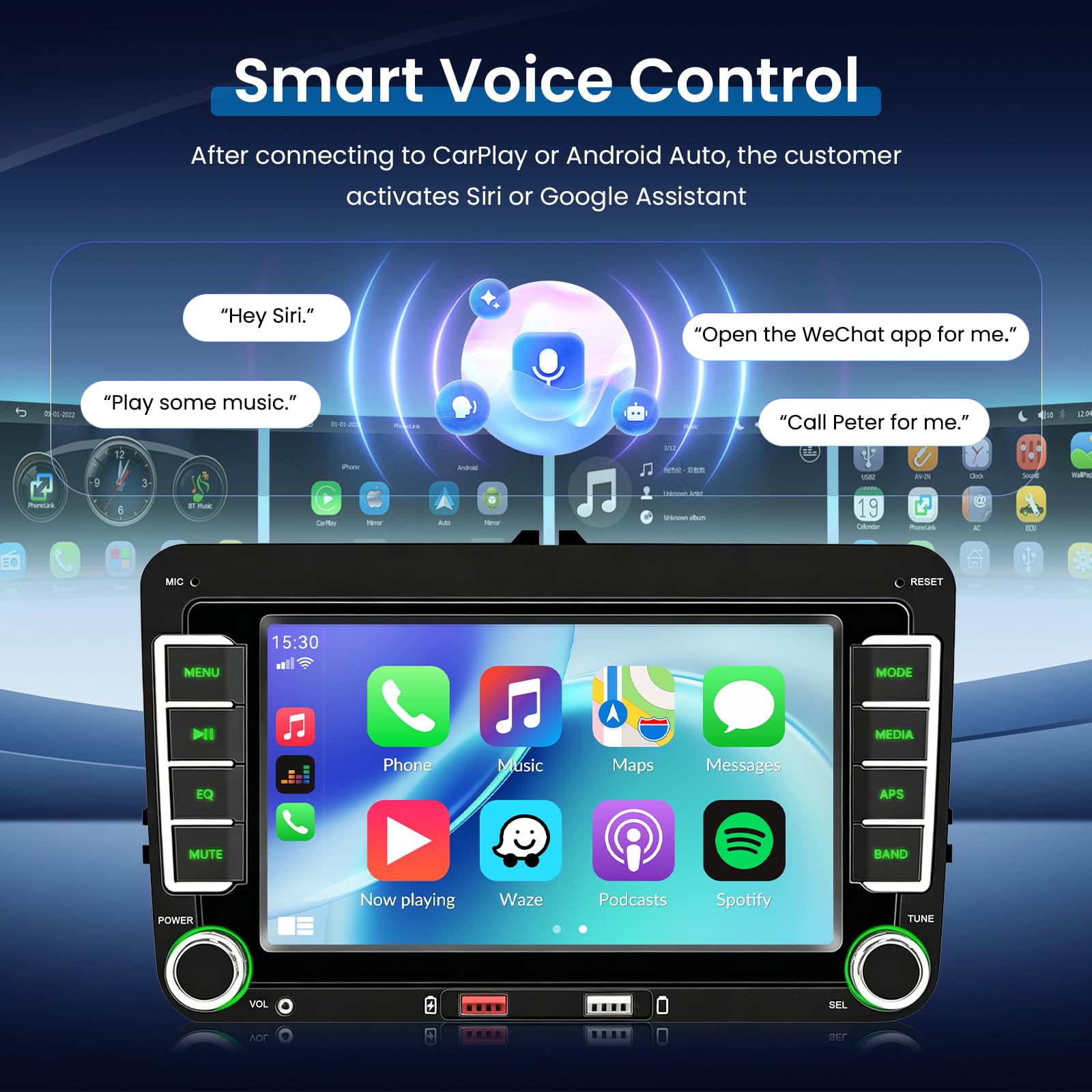 2 DIN Autoradio avec sans Fil CarPlay pour Volkswagen Scirocco 2008-2012