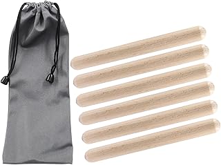 Piutouyar 6 Pack 8 Inch Rhythm Sticks Wood Claves Natural Hardwood Sticks Musical Percussion Instrument Set with a Waterproof Carry Bag
