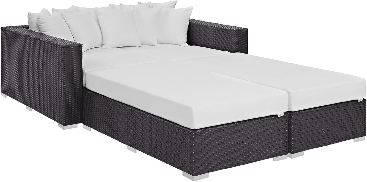 Modway Convene Wicker Rattan 4Piece Outdoor Patio Daybed