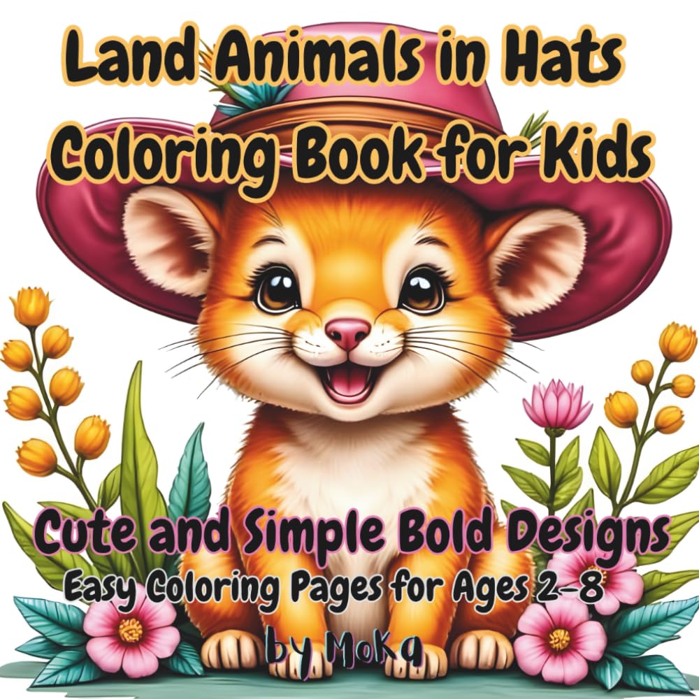 Land Animals in Hats: Coloring Book for Kids