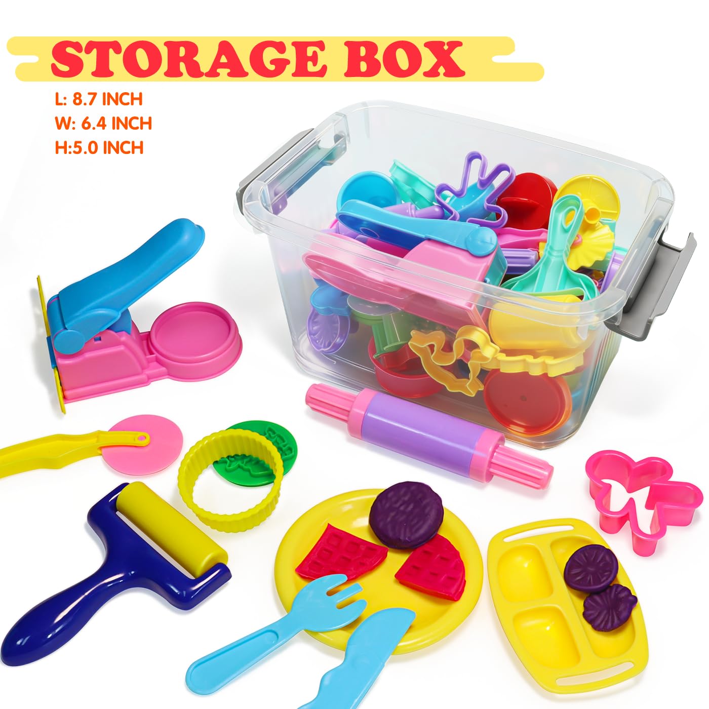 Jiosdo Lot de 53 outils de pâte à modeler pour enfants, outils de pâte à modeler et emporte-pièces, moules à pâtisserie, accessoires de cuisine pour tout-petits