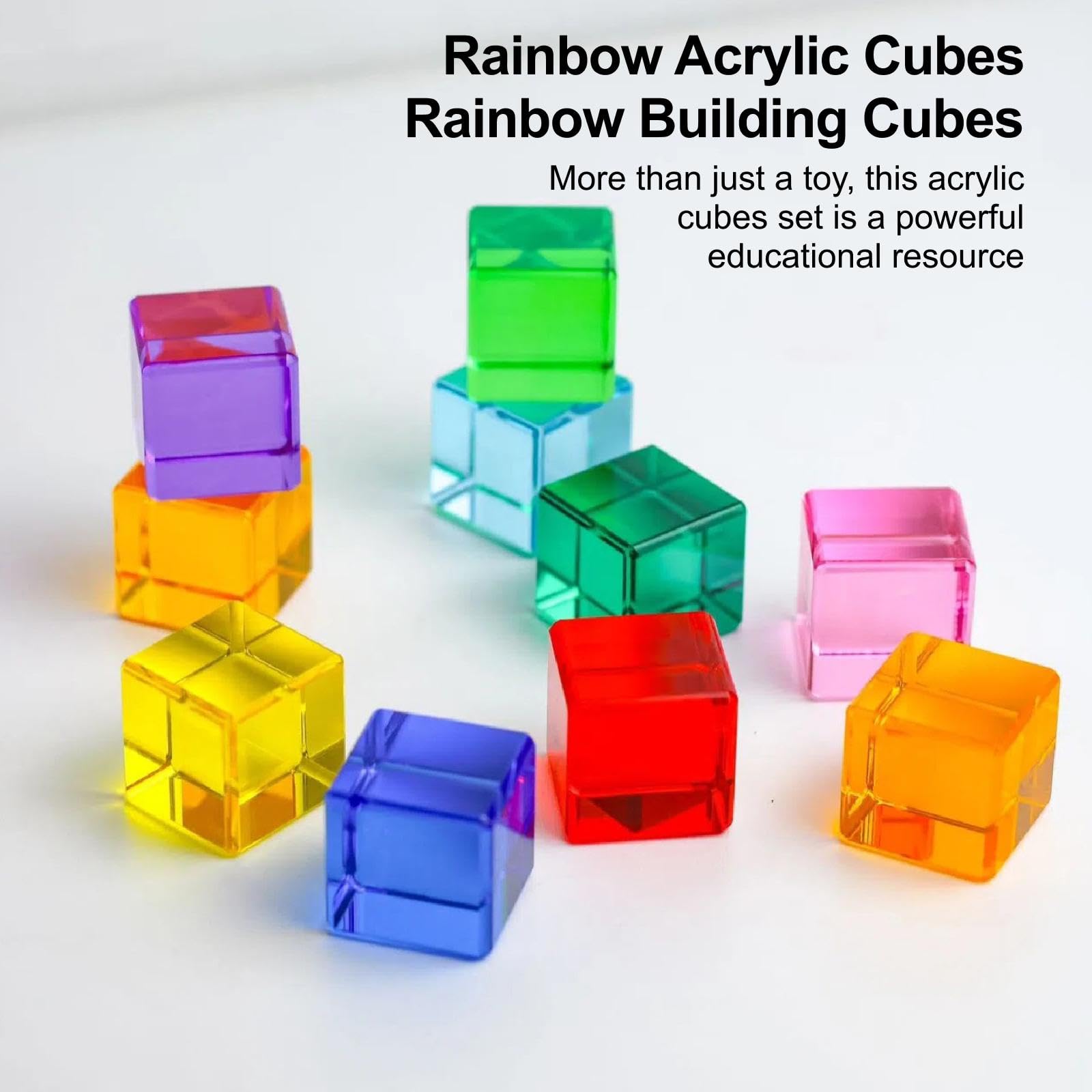 Set di Blocchi da Costruzione Arcobaleno, Giocattoli impilabili, cubi acrilici educativi per la Scuola