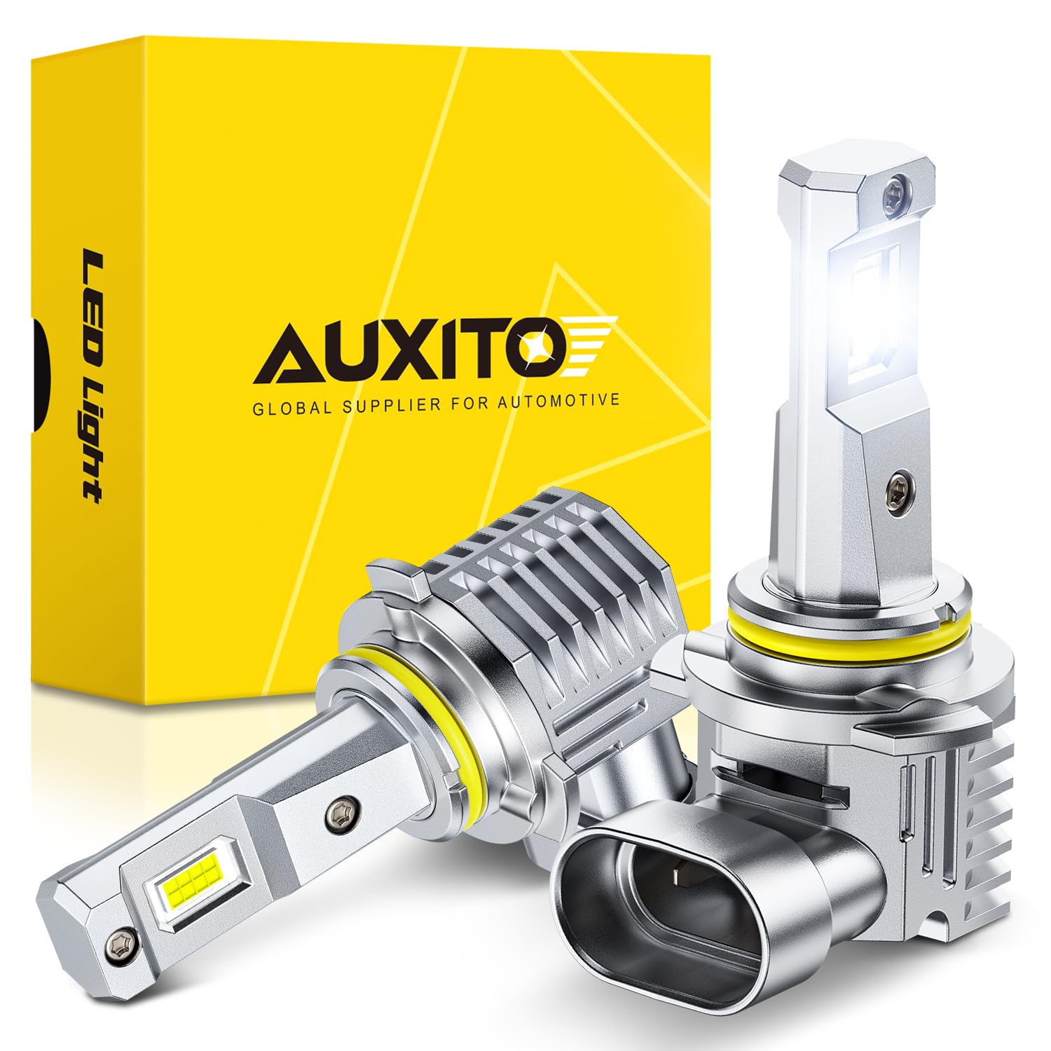 AUXITO 9006/HB4 LED Bulb, 30000LM Brightness 6500K White, Plug-N-Play 120W, 60000+ Hour Lifespan, Canbus Ready, 99% Compatibility, 2PCS