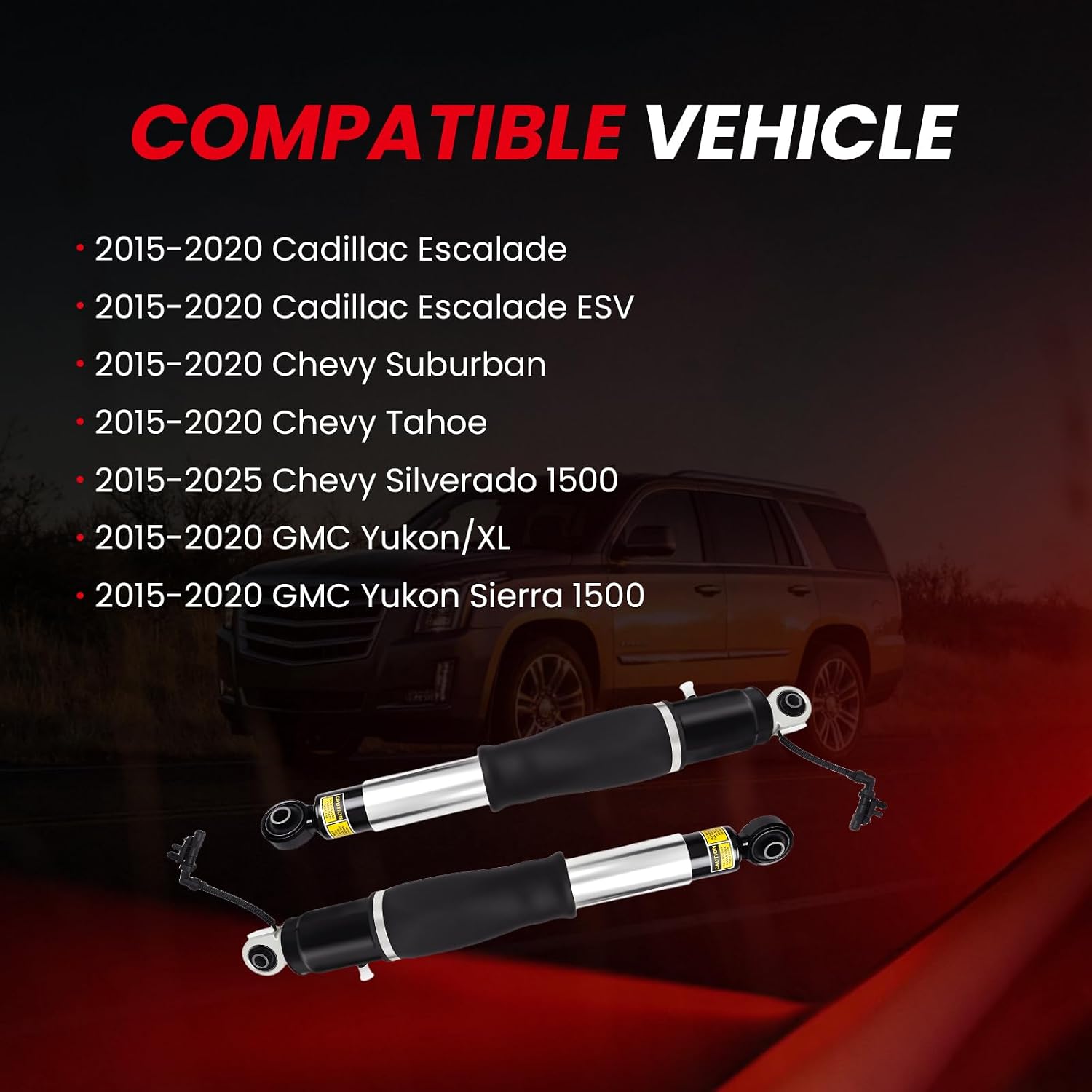 84176675 2PCS Rear Air Shock Struts Absorber Fit for 2015-2020 Chevy Tahoe Suburban, Fit for Cadillac Escalade ESV, Fit for GMC Yukon XL Replace 23151122, 23267007, 23290661