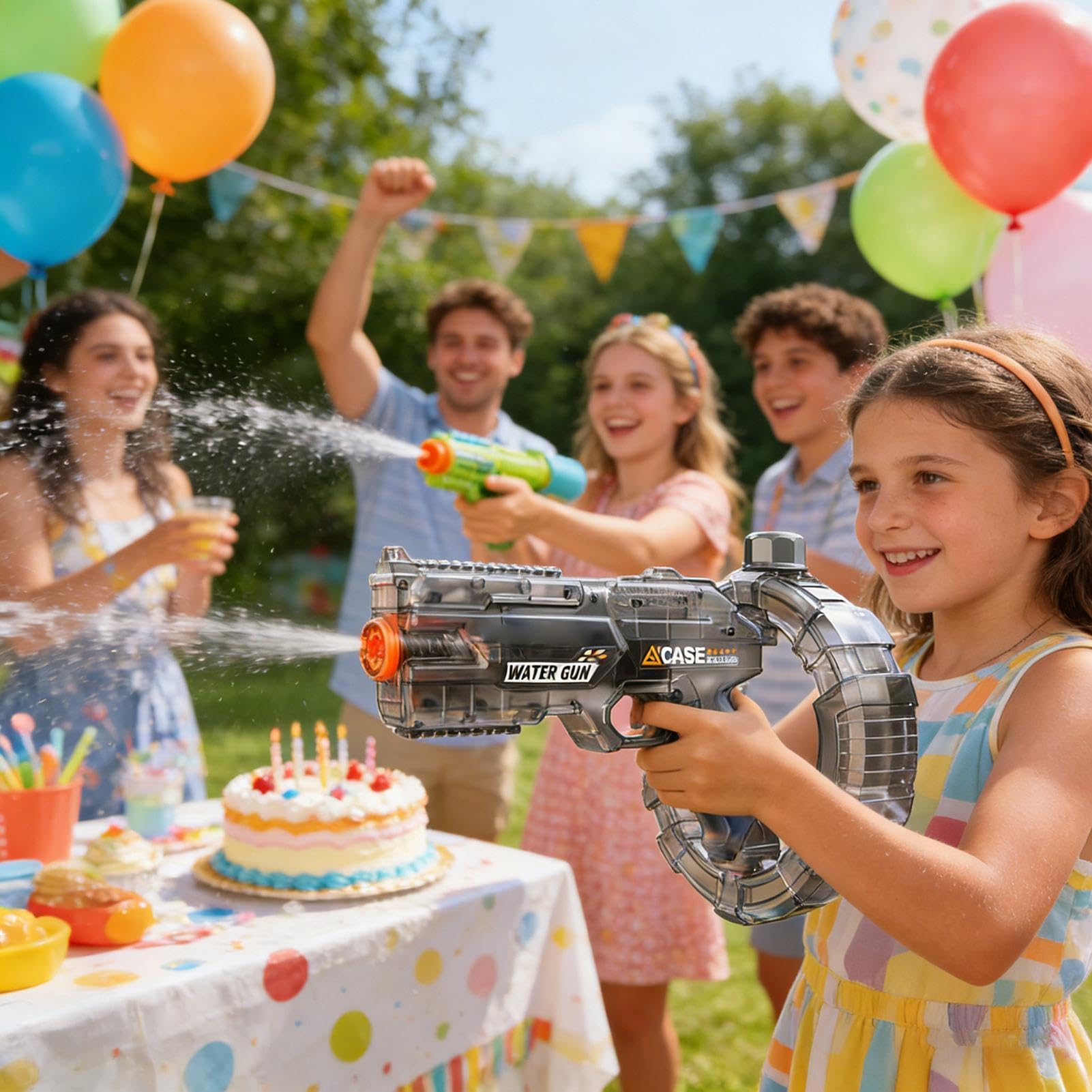 Elektrische Wasserspritz-Pistole Spiel mit Taschenlampe | Elektrische Wasserpistole mit einer großen Reichweite Für Sommer Outdoor Mädchen Kinder Und Erwachsene