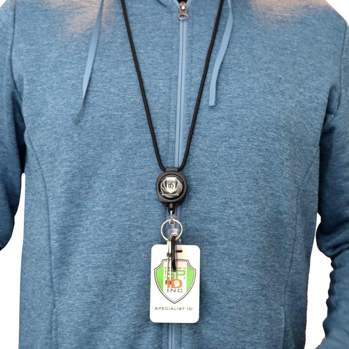 2 Pack - Heavy Duty Retractable Sidekick Badge Reel Lanyard Combo with ID Holder Strap Clip & Key Ring - Breakaway with Kevlar® Cord for Keys & Access Cards Extension by Specialist ID & Key-Bak USA