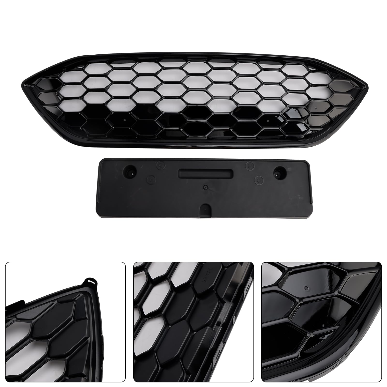 Griglia paraurti Anteriore Gloss Black Front Bumper Grille Fit for Ford Focus ST + ST Line MK4 2018-2021 (No Logo)