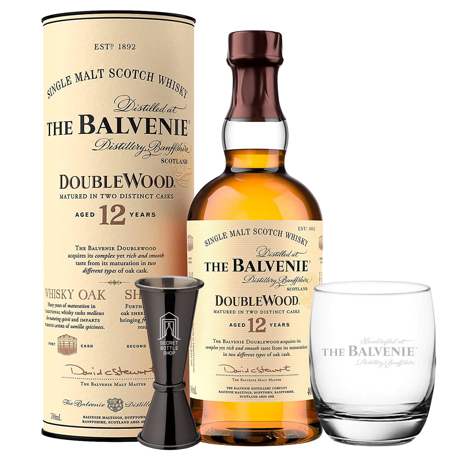 Balvenie 12 Year Old Doublewood Whisky 70cl With Branded Glass
