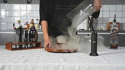 Miniatura 7 de Kit de camarero con ahumador de cóctel, kit de ahumador de whisky de 16 piezas, juego de bar con coctelera, kit de barman con herramientas
