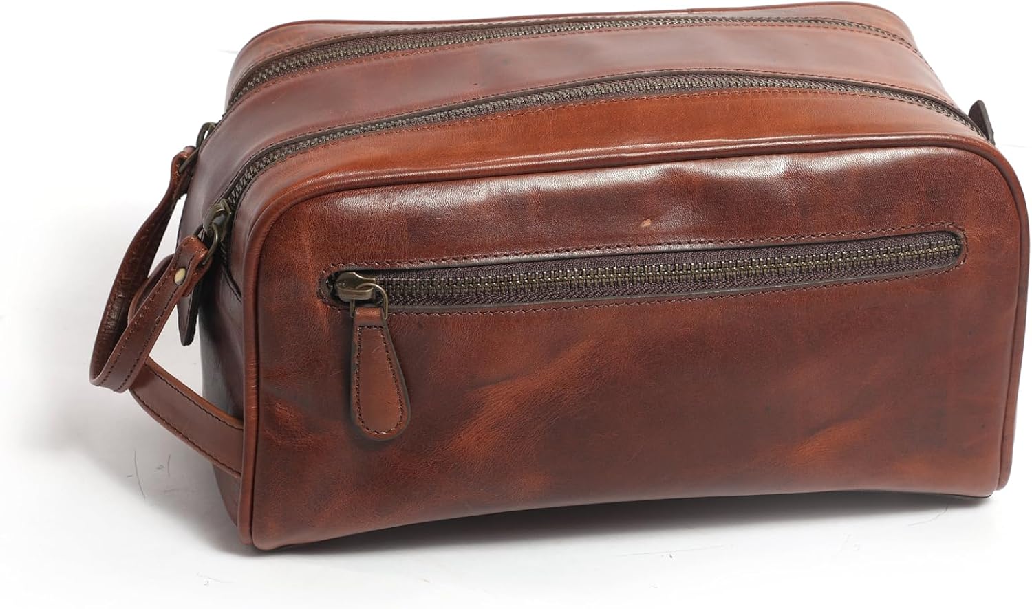 BLACK HOOF Premium Distress Leather With Genuine Stitching Multi Functional DOPP Kit With Waterproof Lining (DISTRESS BROWN)