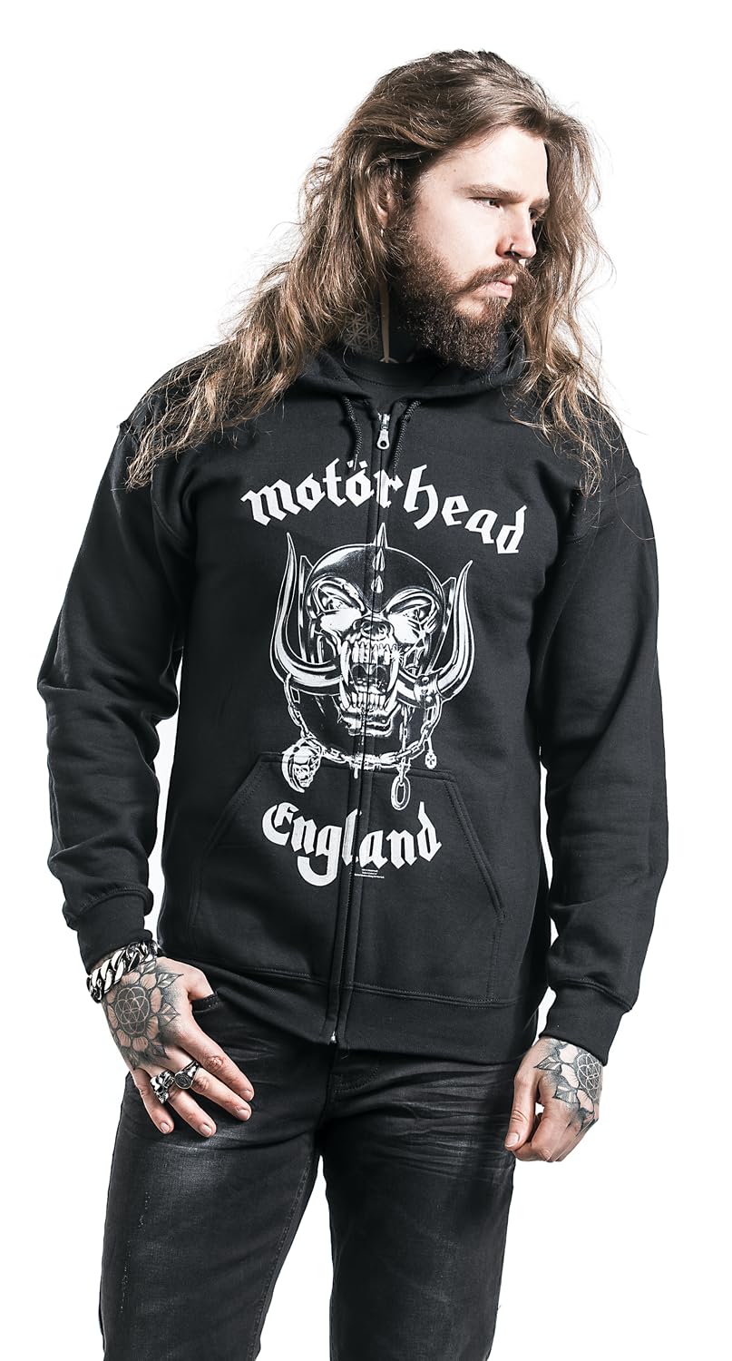 Motörhead England Homme Sweat-Shirt zippé à Capuche Noir