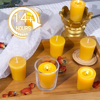 Beeswax Votive Candles, 24 Pack,13-14 Hour Burn