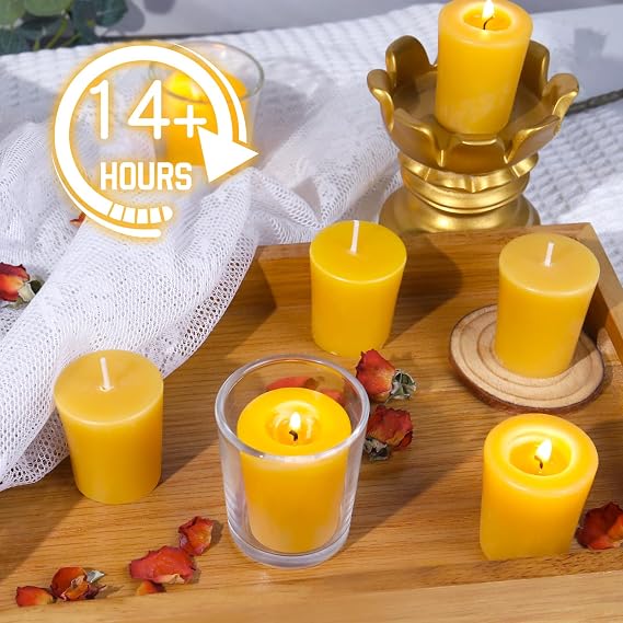 Beeswax Votive Candles, 24 Pack,13-14 Hour Burn