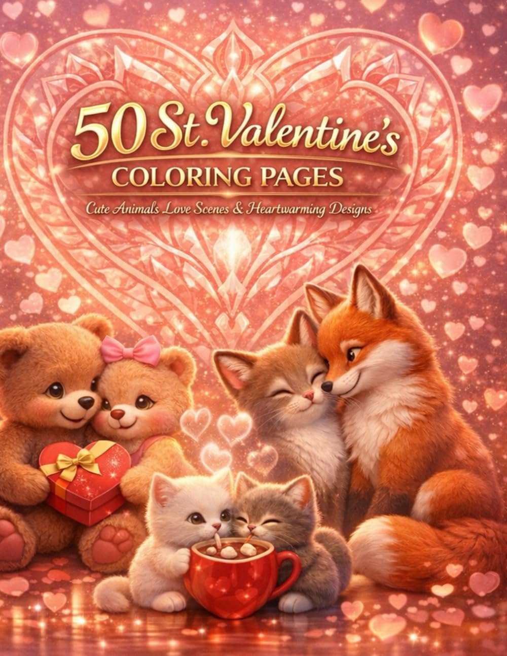 50 St. Valentine’s Coloring Pages: Cute Animals, Love Scenes & Heartwarming Designs: Adorable Couples, Heart-Themed Illustrations & Cozy Valentine Activities for Kids and Adults