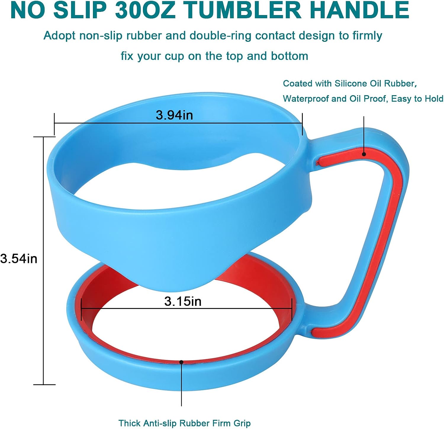 2 Pack Cup Handle for 30 oz Tumblers, Handles for 30 Ounce Tumblers Yeti Rambler Handle BPA Free Cup Holder for Stainless Steel Tumblers, RTIC (OLD VERSION), SIC, Travel Tumbler Mugs, Black & Blue