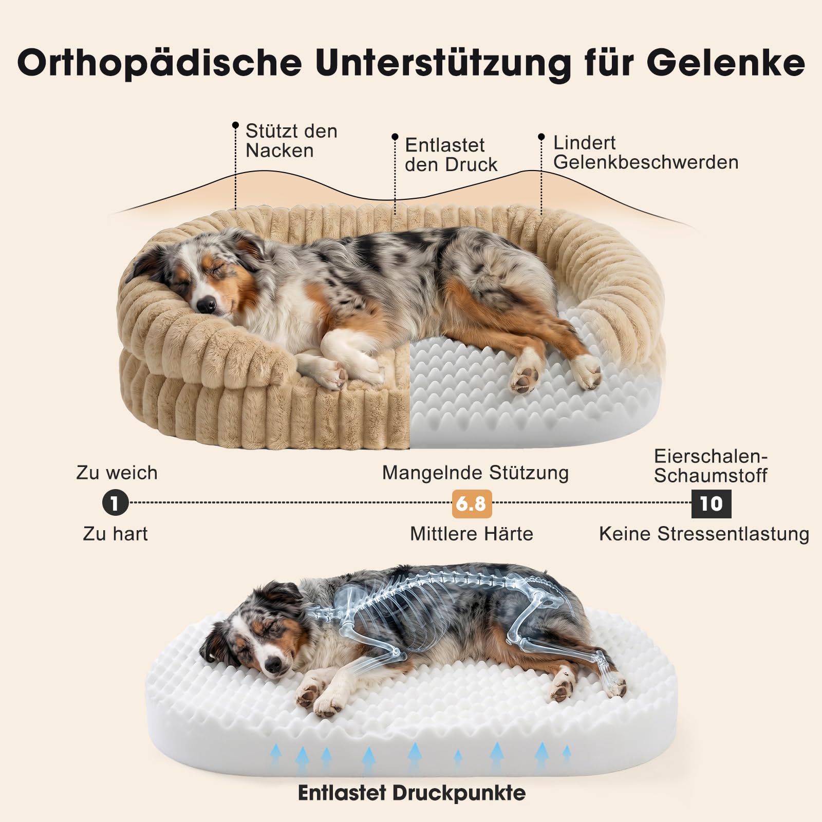 Cama Perro Ortopédica Grande 115x85x20cm, Sofá Perro Viscoelástico Desenfundable y Lavable, Colchón Perro Impermeable y Antideslizante