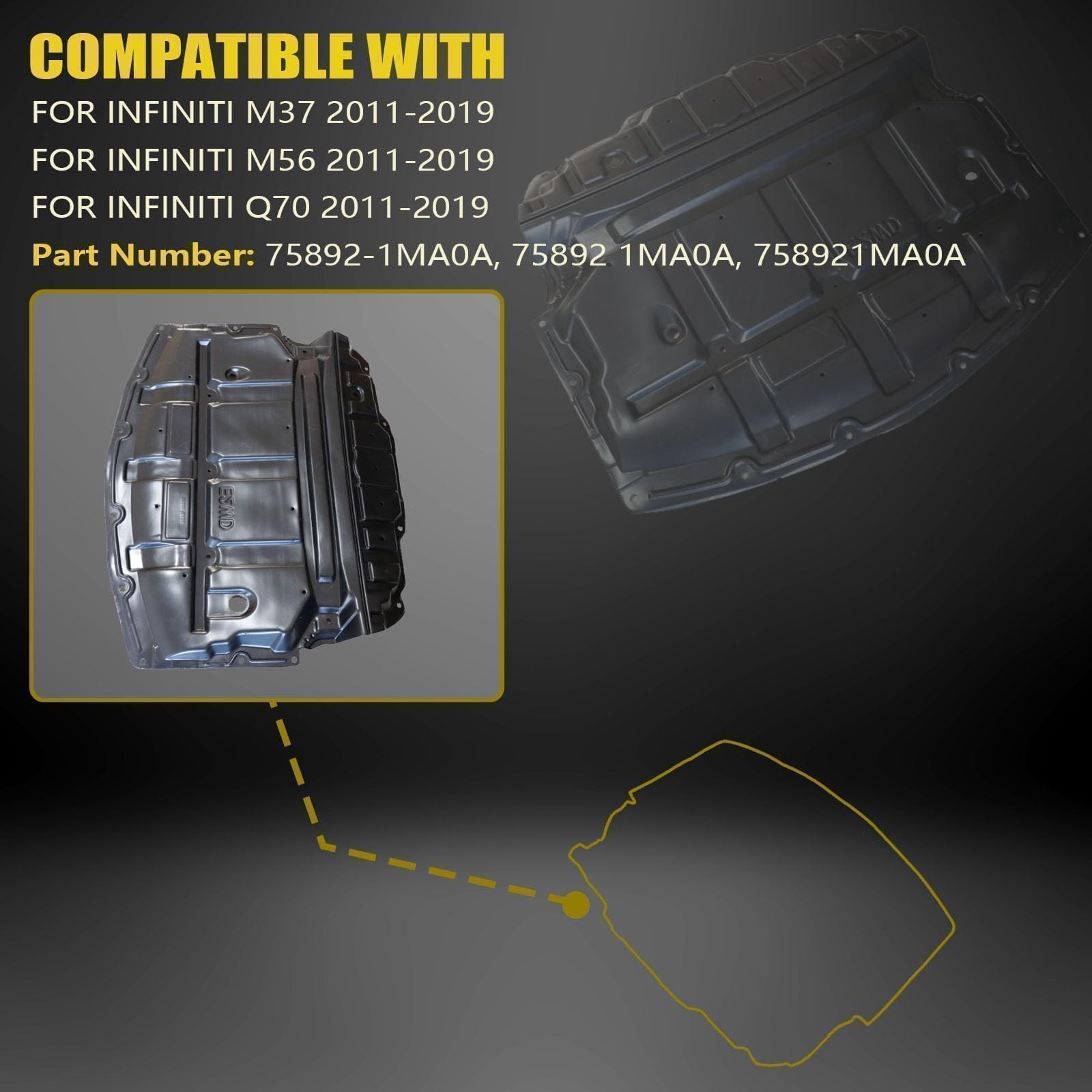 Amazon.com: Sekeseauto Engine Splash Shield Under Cover Front
