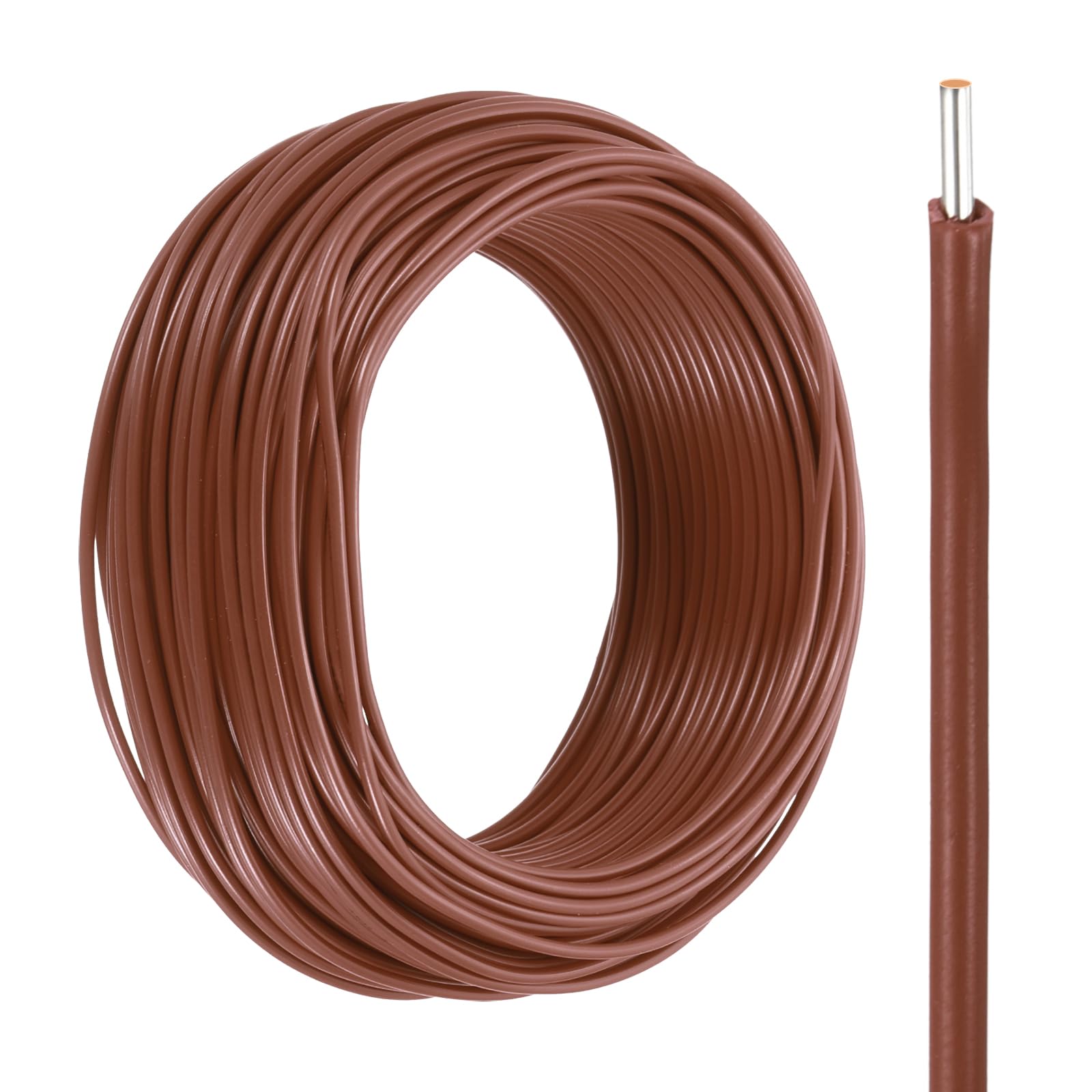 sourcing map UL1007 Solid Core Wire, 18 Gauge 100FT 300V 18 AWG Electrical Wire Tinned Copper PVC 80 Degree High Temp Internal Wiring for Fixed Installations, Appliances, Brown โ image 1