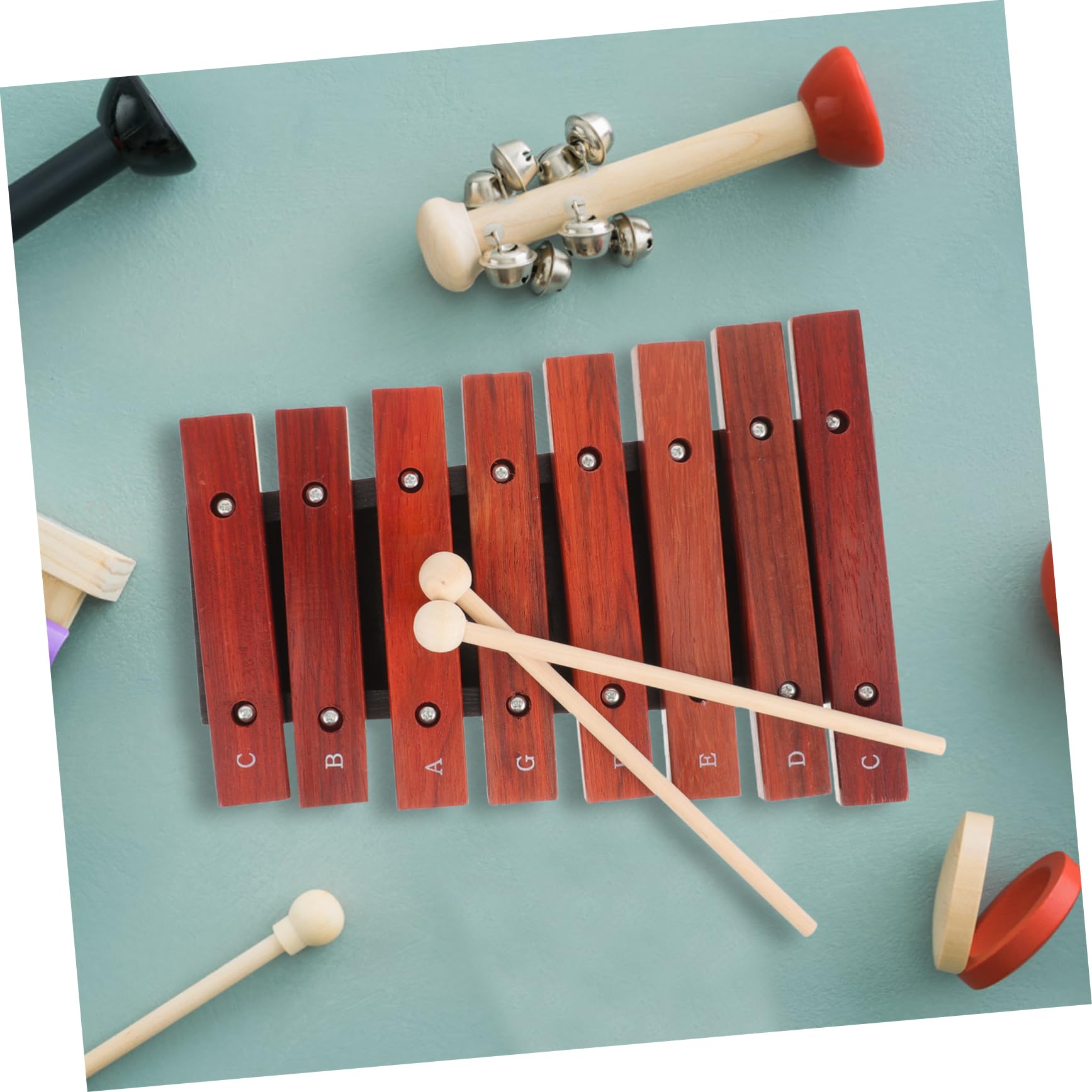 YARNOW Xilofono in Legno 8 Note per Bambini Piccoli con Bacchette, Strumento a Percussione per Principianti, Didattico per Asilo e Casa, Regalo Educativo Musicale Colore Casuale