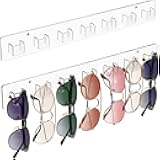 Sunglasses Organizer 2 Pack, Wall-Mounted Eyeglasses Holder, Clear Acrylic Display Rack with 14 Slots, Ideal for Home and Office Storage