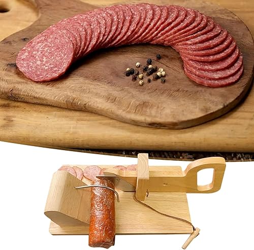Miniatura 3 de Sausage Cutter, Removable Kitchen Household Sausage Slicer, Wooden Salami Cutter, Sausage Salami Guillotine Slicer, Meat Cutter, Universal Slicing