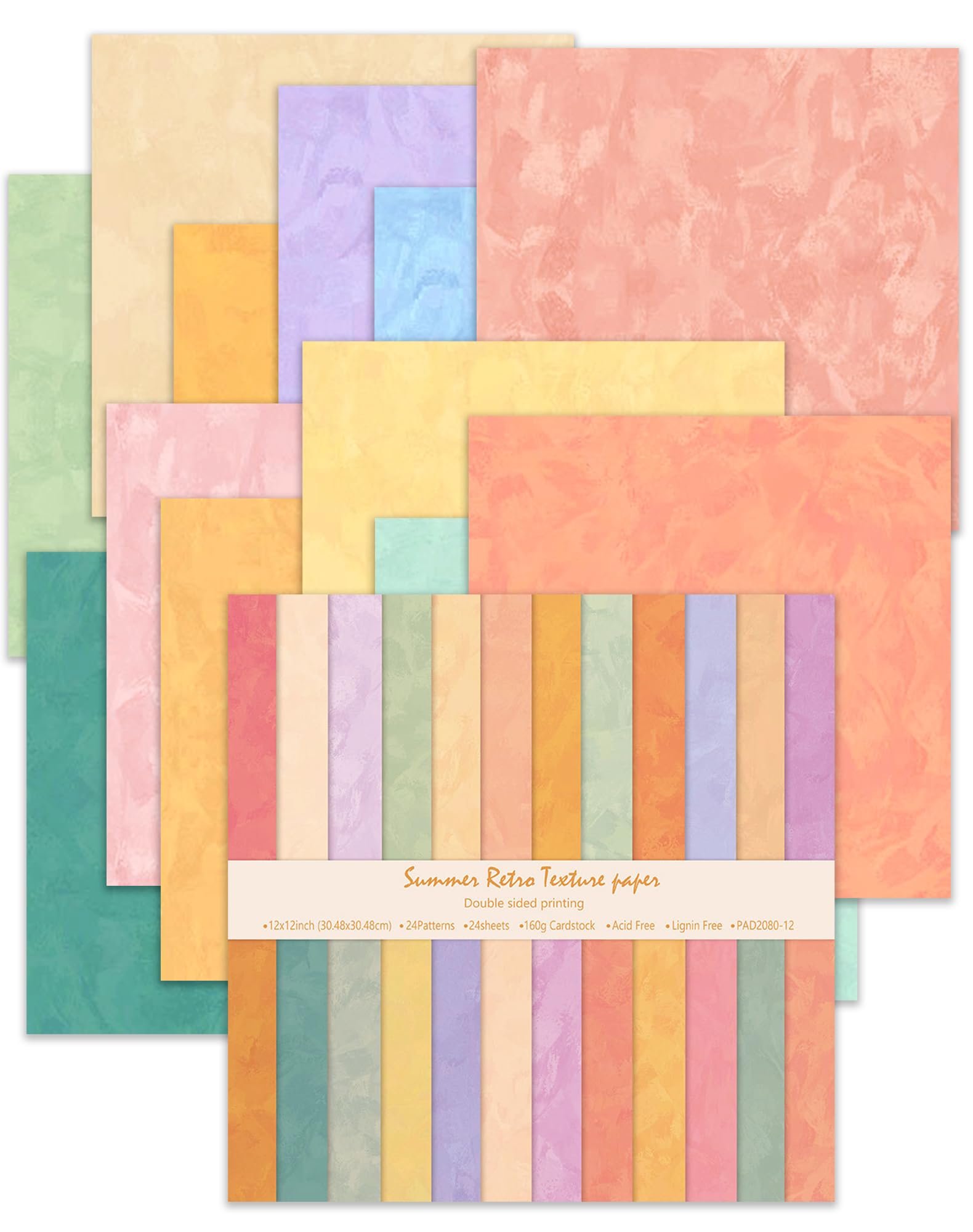 24 arkusze papieru do scrapbookingu, 30 cm, dwustronne tło fotograficzne, wzorzysty papier rzemieślniczy, 160 g/m², do dzienników śmieci, kartek okolicznościowych, albumu, dekoracja (styl boho