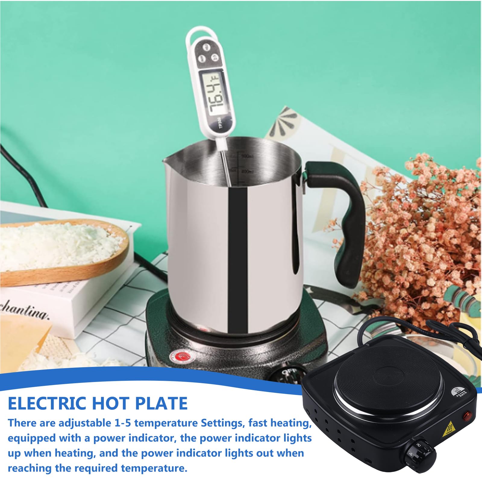 Kit Fai Da Te Per Creare Candele Con Piastra Riscaldante Elettronica - Pentola 900ml, Termometro, Supporti, Per Adulti Creativi
