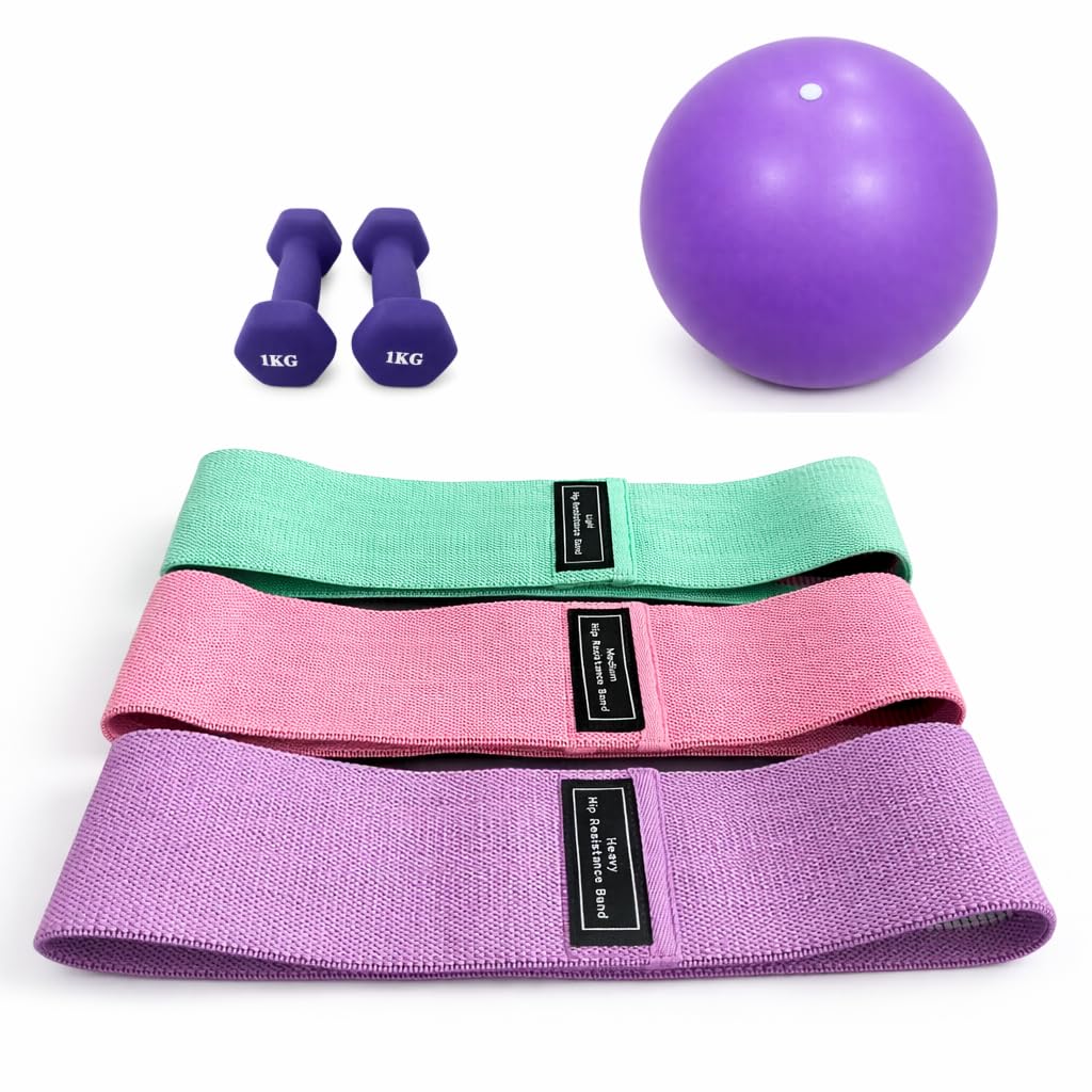 Pilates-Set für zu Hause – Pilates-Trainingsset mit Widerstandsbändern, Pilatesball & Zubehör – Home-Workout-Fitness-Set.