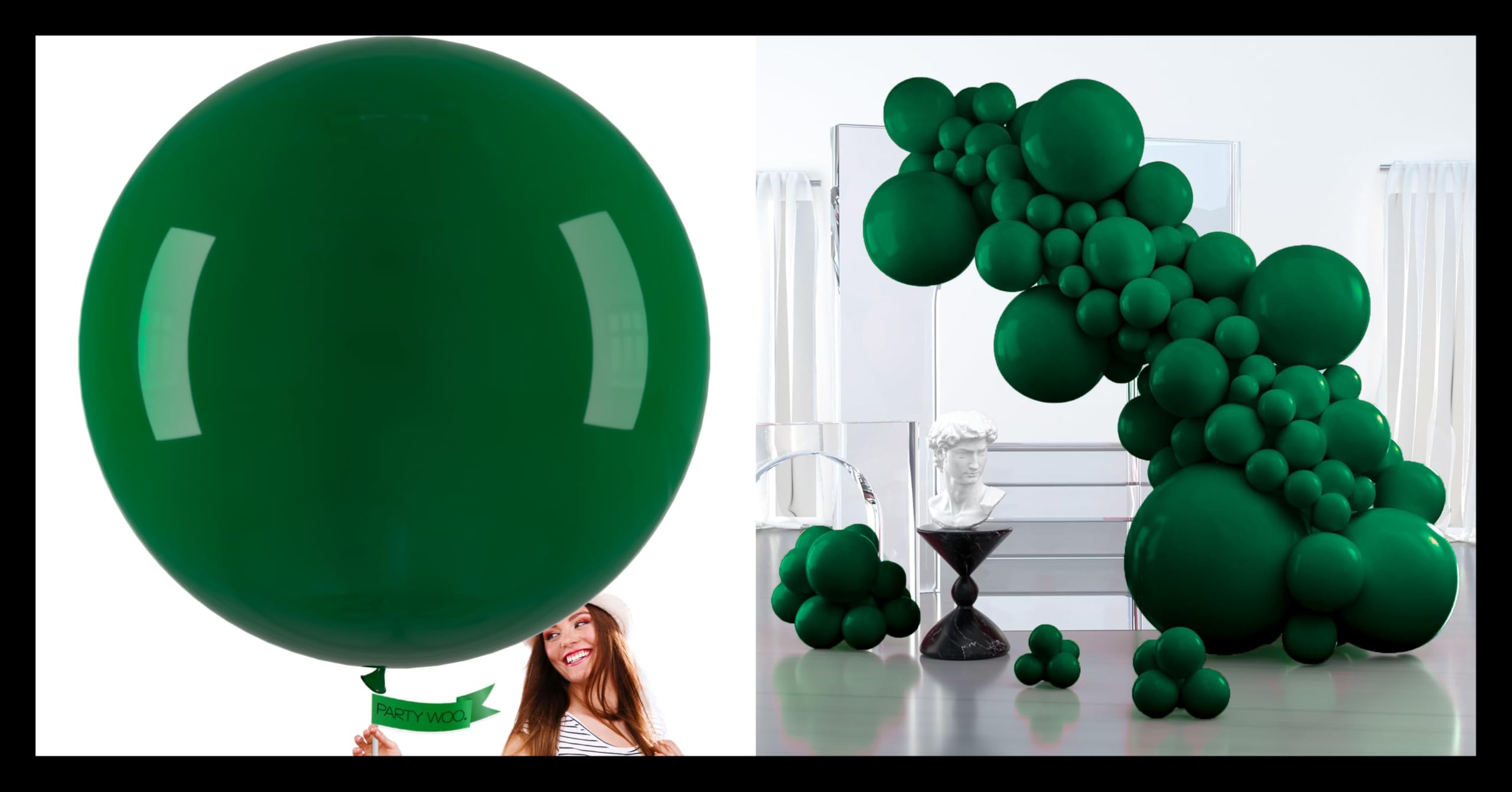 PartyWoo Hunter Green Balloons 4 pcs and PartyWoo Hunter Green Balloons 127 pcs