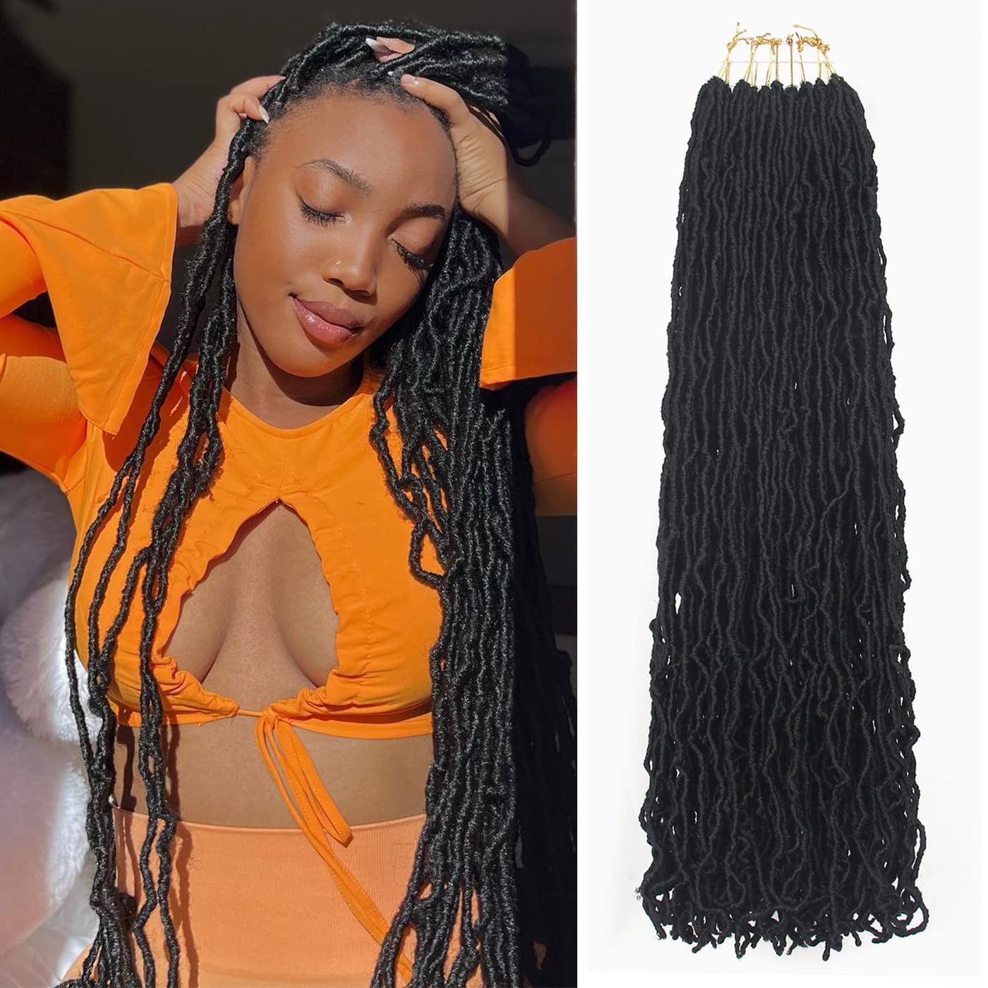7 pacotes de cabelo de crochê sintético mechas macias pré