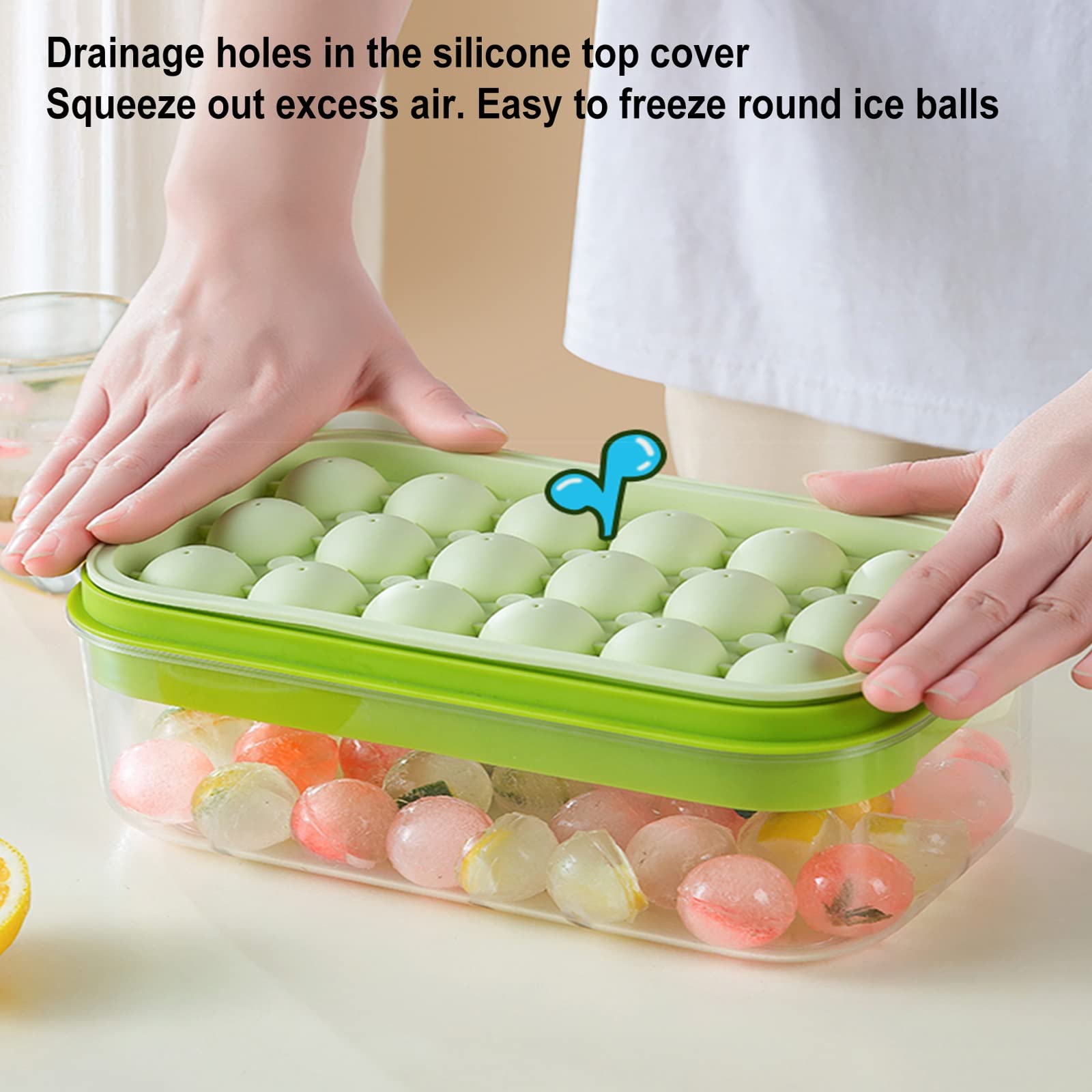 IMPREC Molde Hielo Reutilizable, Moldes Redondos De Cubitos De Hielo De Silicona Moldes De Hielo De Silicona Fáciles De Quitar con Tapas Extraíbles For Whisky Y Otras Bebidas (Color : Yellow)