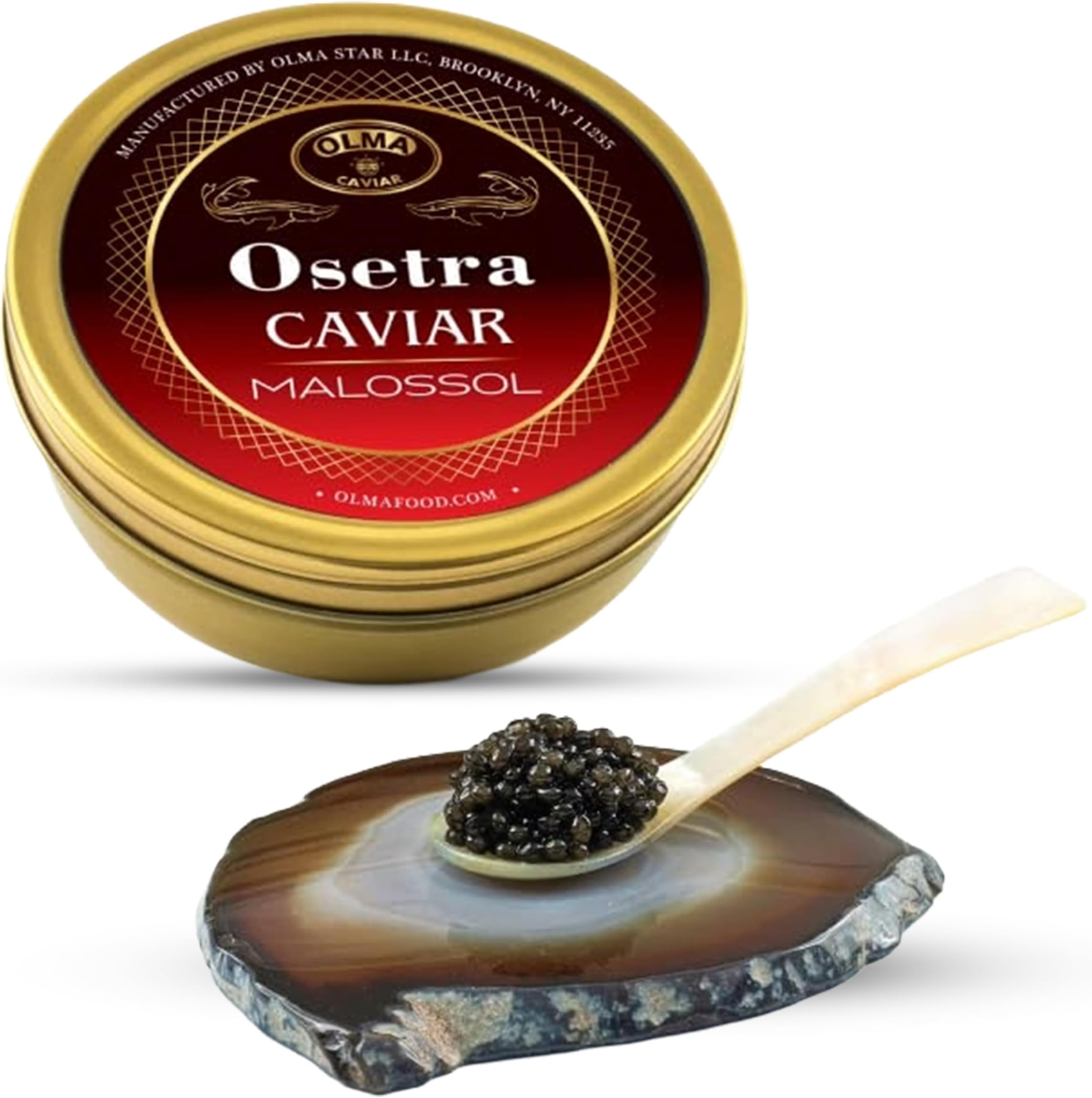 OVERNIGHT SHIPPING- OLMA Osetra Sturgeon Black Caviar - Smooth Flavor, Superior Grade - 8.8 oz / 250 g